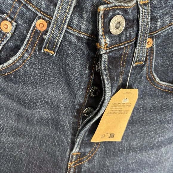 Levis Women 26 Blue Denim Button Fly High Rise 501 Original Cropped Jeans NWT - Picture 6 of 15